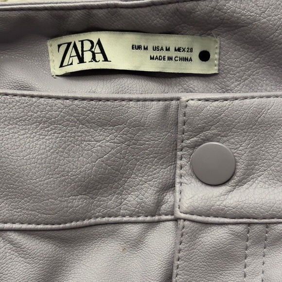 Zara High Waisted Lilac Faux Leather Trousers M Raw Hem 30x30 Hipster Skate‎ Emo - Picture 13 of 16